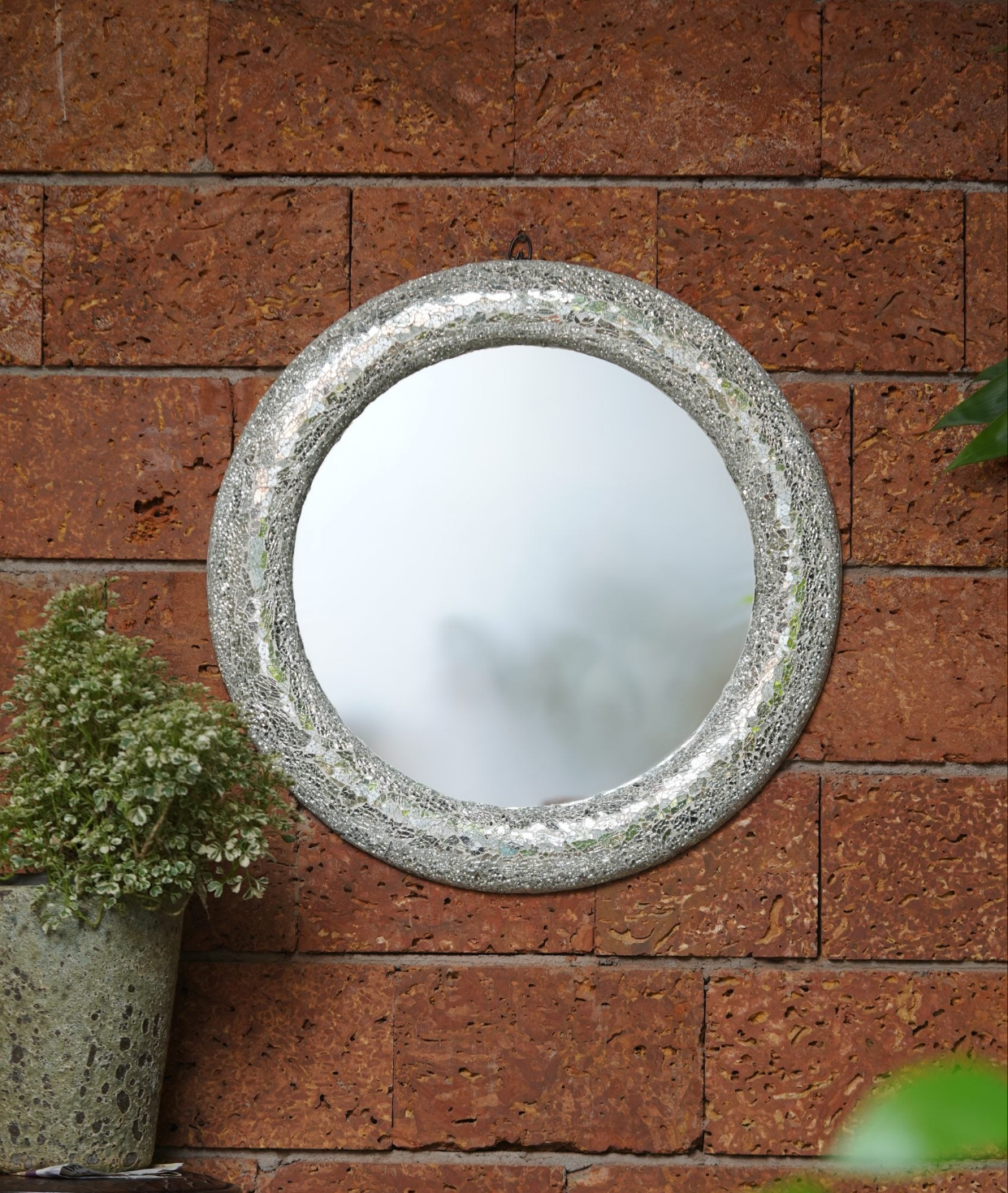 MIRAL INDIA The 2D Silvery Ivy Tile Mosaic Wall Mirror