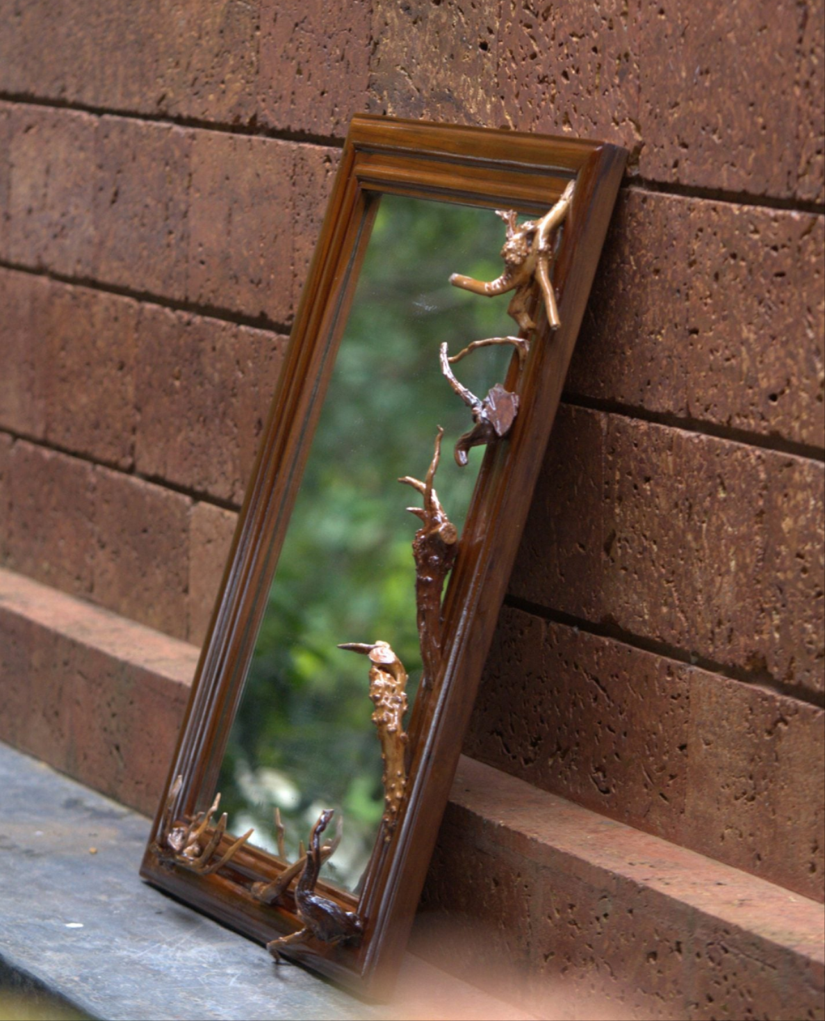 MIRAL INDIA 2D Teak-Root Fusion’ Live Edge Mirror