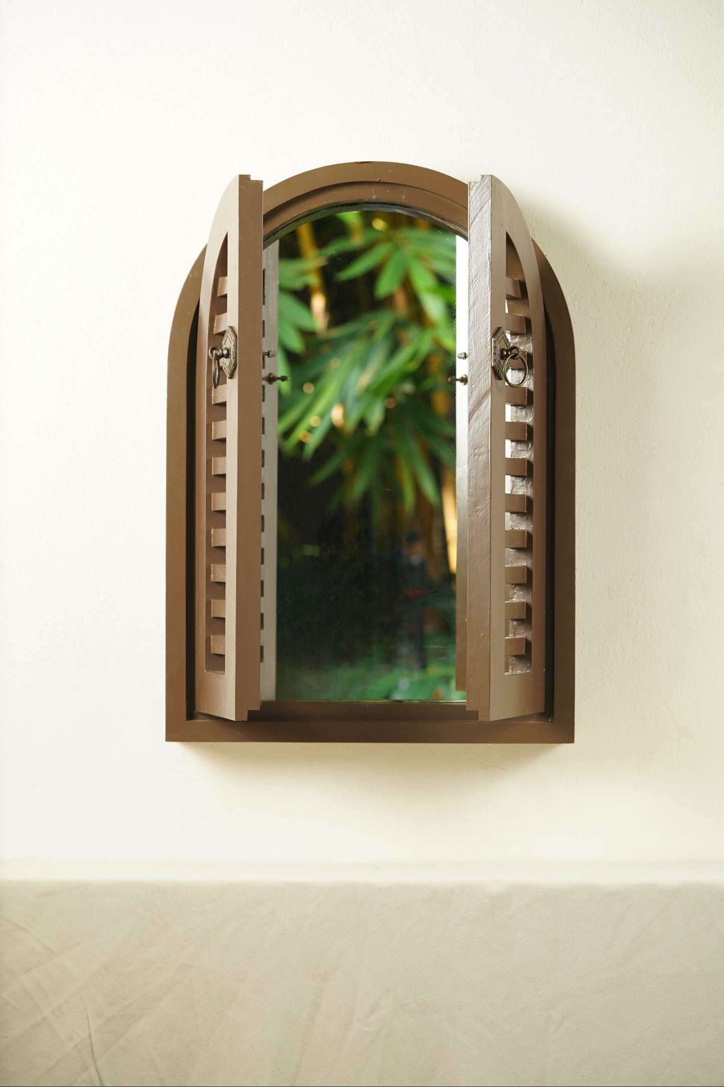 MIRAL INDIA The Shuttered Windows Teak Wood Mirror
