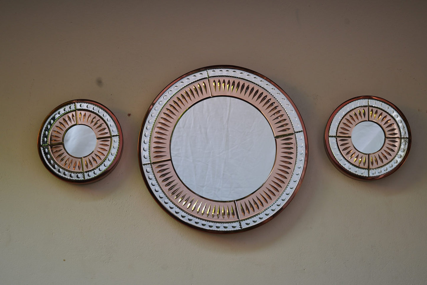 The Rosa Terzetto 2D Venetian Rose Gold Mirrors-Set of 3