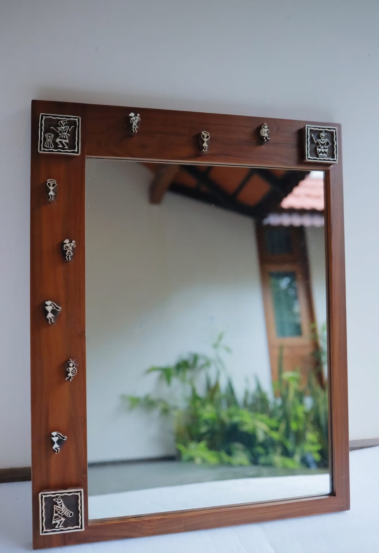 MIRAL INDIA Warli Art Teak Mirror