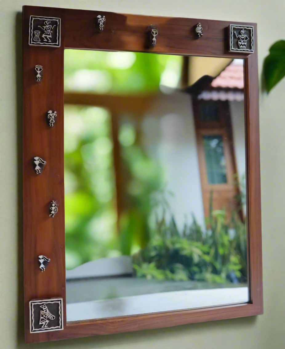 MIRAL INDIA Warli Art Teak Mirror