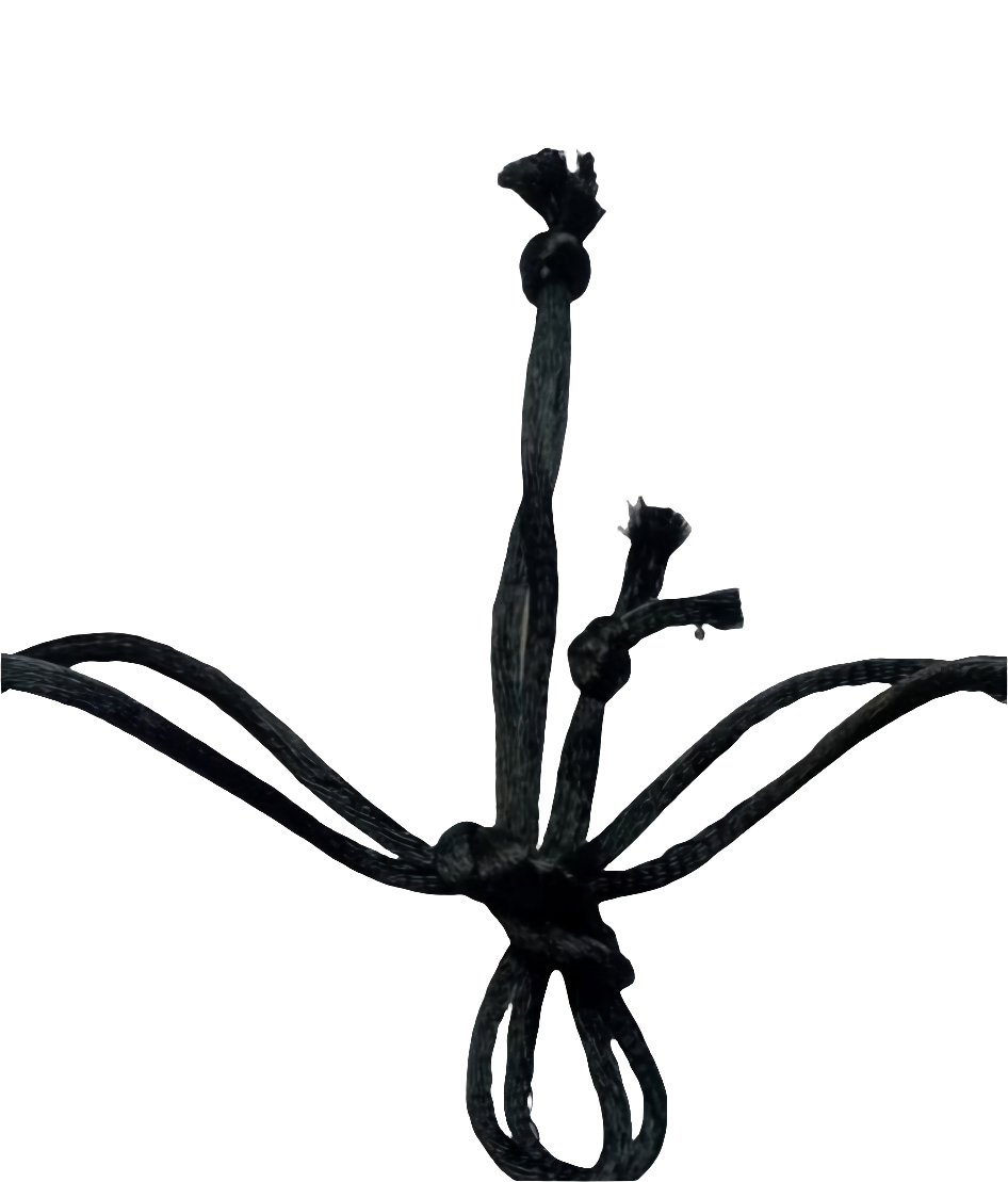 A necklace with brown coconut shell charms displayed on a white mannequin bust.