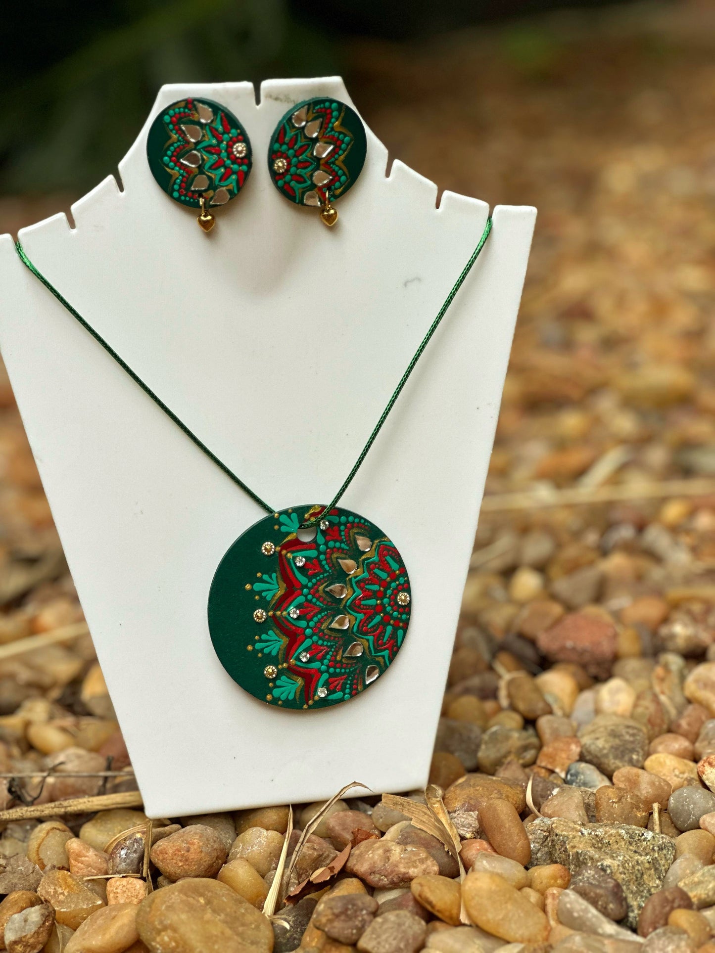MIRAL INDIA SEMIMANDALA MIRROR PENDANT SET