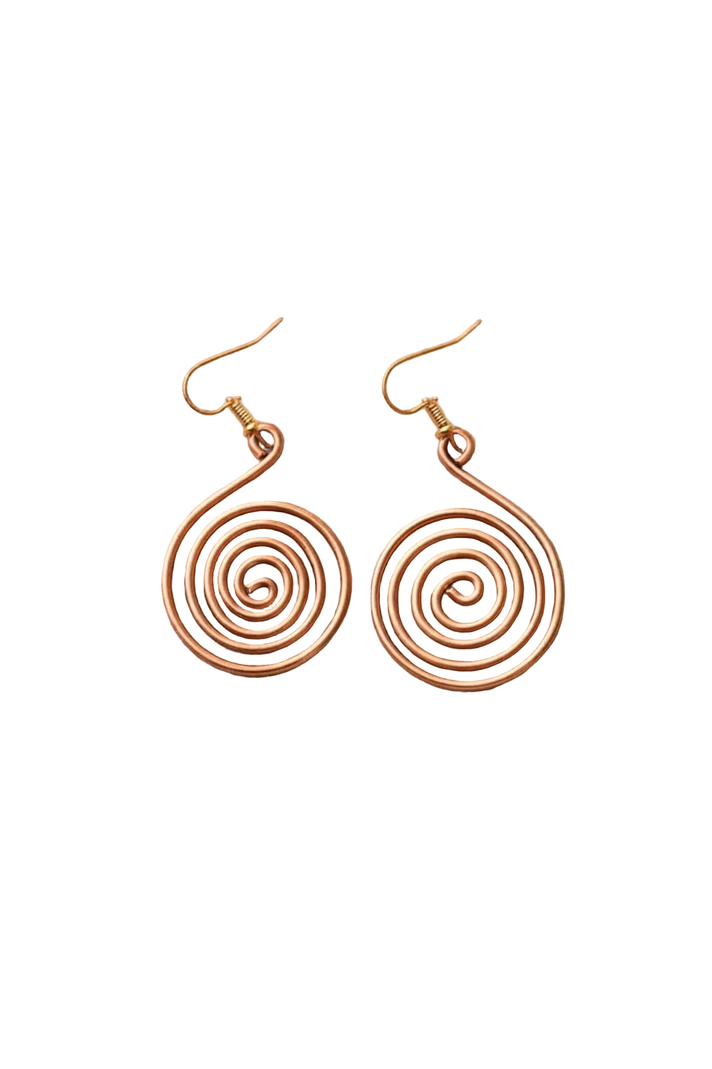 Pair of spiral-shaped earrings on a white background