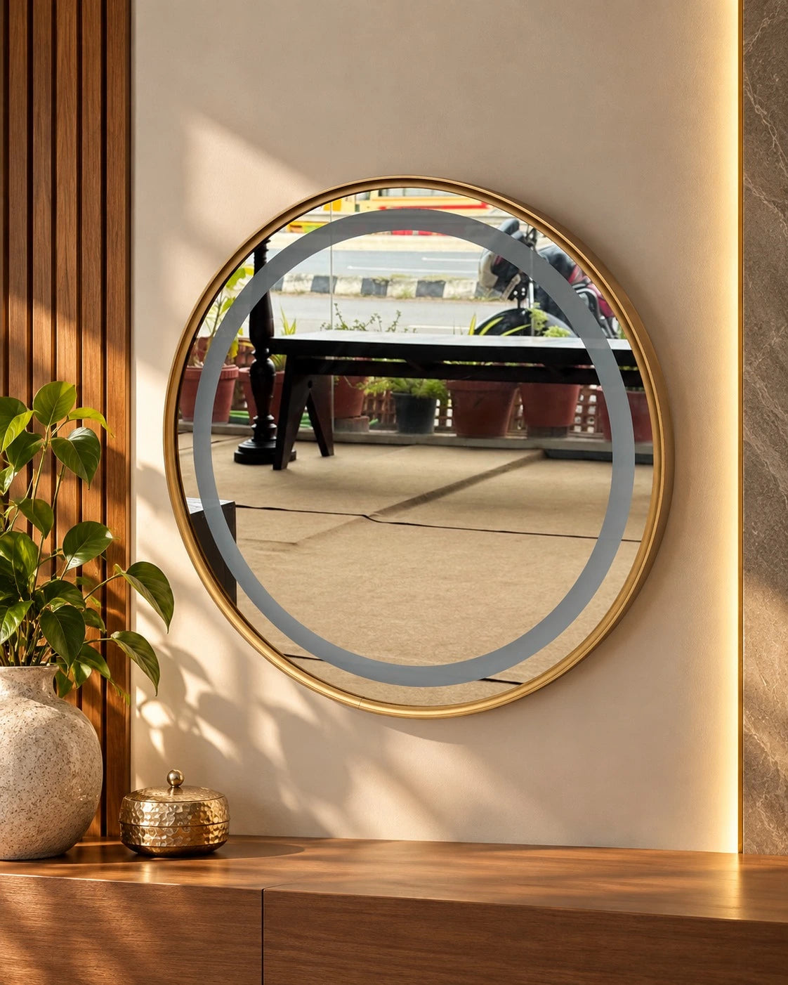 MIRAL INDIA GOLDEN ROUND LED MIRROR