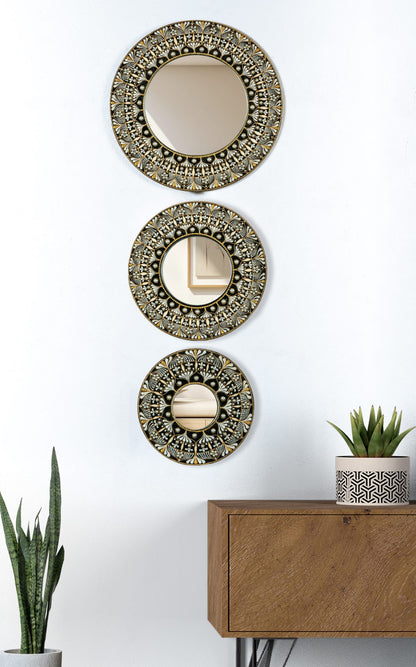 Mandharam Floral Dot Mandala Mirrors (Set of 3)