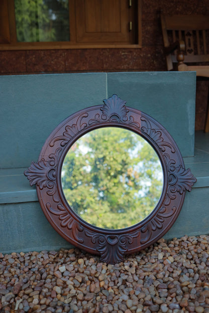 The Clover Leaf Teak Wood Mirror