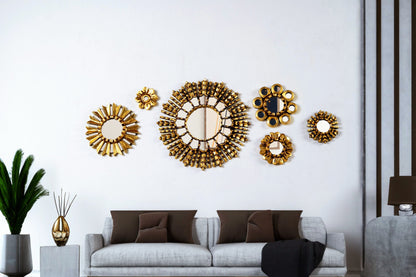 MIRAL INDIA Thara pure Gold leaf  Spike Mirror Series (Set Of 6)