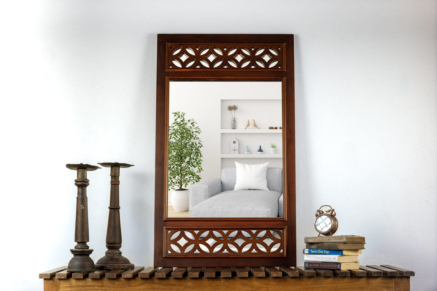 Yuga jali teakwood mirror