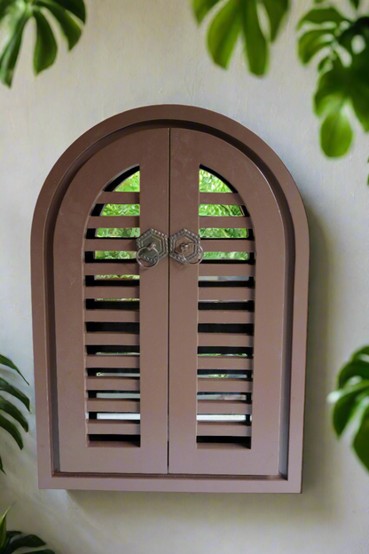 The Shuttered Windows Teak Wood Mirror