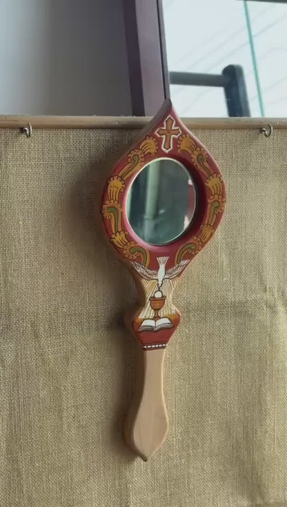 MIRAL INDIA  Christ Aura Vaalkannadi Kerala Mural art Mirror (Medium series)