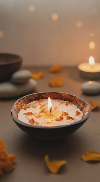 Pure soy wax,coconut shell vegan&nbsp; dry flower candles with soft cotton wick