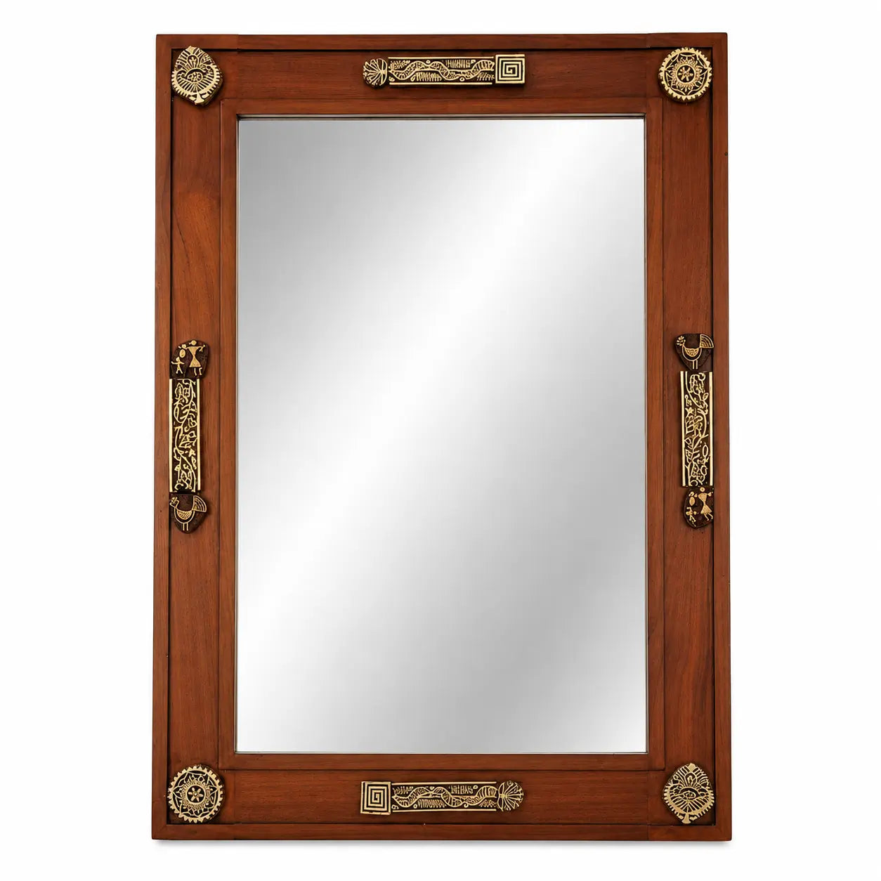 MIRAL INDIA Relief Block Art Teak Mirror