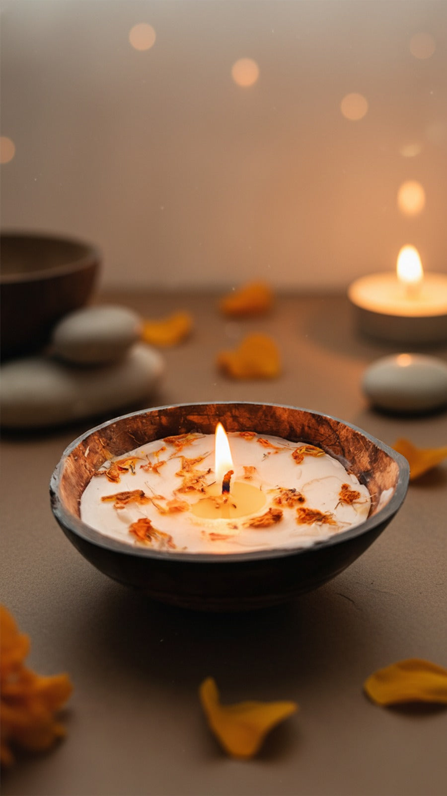 Pure soy wax,coconut shell vegan&nbsp; dry flower candles with soft cotton wick