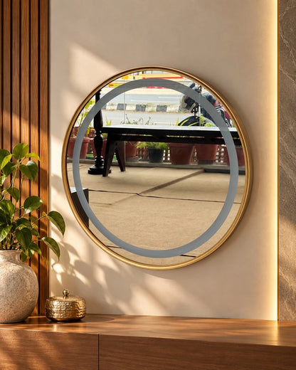 MIRAL INDIA GOLDEN ROUND LED MIRROR